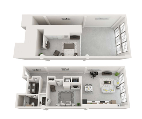 Floor plan for 1 bed, 1 bath, 1230 sqft